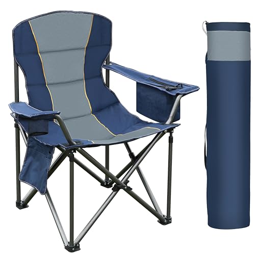 HIGH POINT SPORTS Campingstuhl Faltbar bis 200kg Klappstuhl Gepolstert mit Getränkehaltern Angelstuhl mit Armlehnen Outdoorst