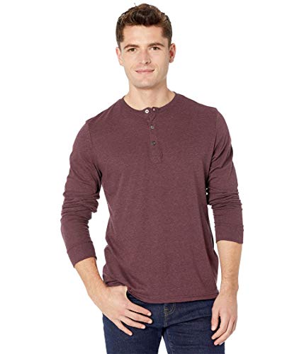 Mens Threads 4 Thought - Triblend Long Sleeve Henley - Maroon Rust