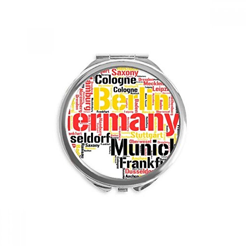 Espejo redondo portable para maquillaje con ilustración de mapa de ciudades de Alemania