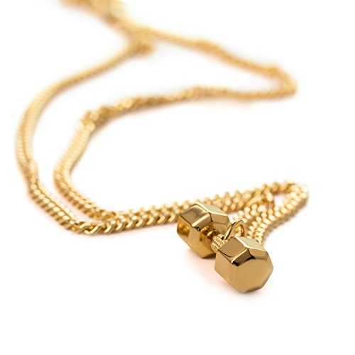 24K Gold Plated Dumbbell Necklace Seven Sided Pendant Fitness Jewelry Bodybuilding Jewelry Fitness Gift #TOP3