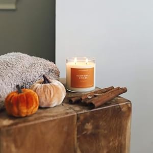 Pumpkin Spice Scented Holiday Candle Soy Wax Candles for The Home Scented with Phthalate Free Oils 35 x 3 inch 88 oz 37 Hour Burn Time Fall Candles Home Decor in Glass Jar Calyan Wax