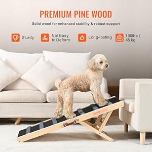VEVOR Dog Ramp, Folding Pet Ramp for Bed, Adjustable Dog Ramp for Small, Large, Old Dogs & Cats, Wooden Pet Ramp with 39.3" Long Ramp, Adjustable from 15" to 22", Suitable for Couch, Sofa, Car VEVOR Dog Ramp Folding Pet Ramp for Bed Adjustable Dog Ramp for Small Large Old Dogs Cats Wooden Pet Ramp with 393 Long Ramp Adjustable from 15 to 22 Suitable for Couch Sofa Car