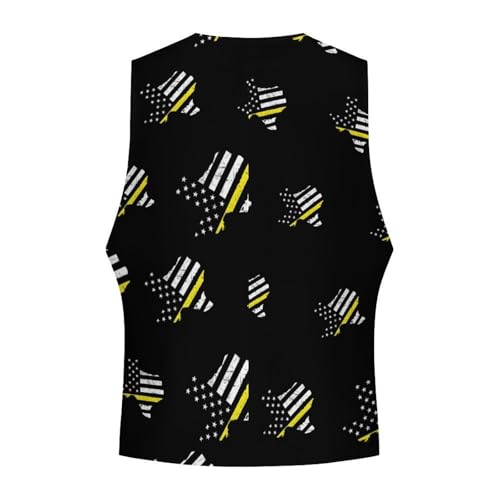 911 Dispatcher Texas US Flag Novelty Men's Suit Vest Funny Formal Dress Vests Business Waistcoat4