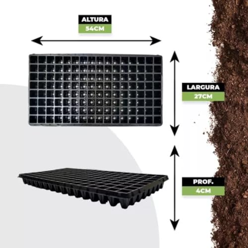 Kit Bandeja Sementeira para Cultivo 128 Células Quadrada Nutriplan - 5 Unidades