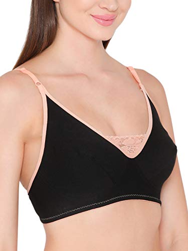 Image of Clovia Women's Cotton Spandex Solid Non-Padded Full Cup Wire Free Everyday Bra - Black