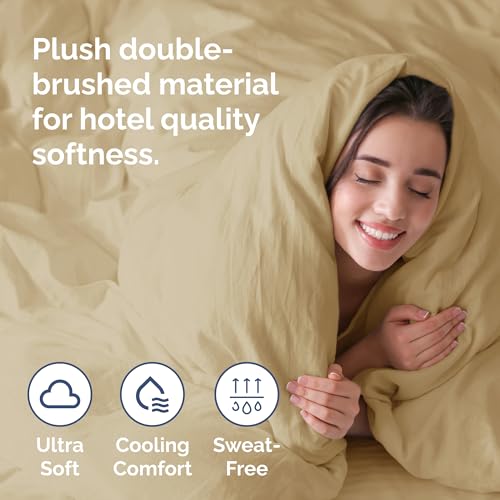 Image of Duvet Cover Full Size Set - Extra Soft Full Duvet Cover 80 inch x 90 inch with 2 Pillow Shams for Women, Men, Kids & Teens - Hotel Luxury, Easy-Care w / Zipper Closures & Ties - Comfy and Breathable (Beige)