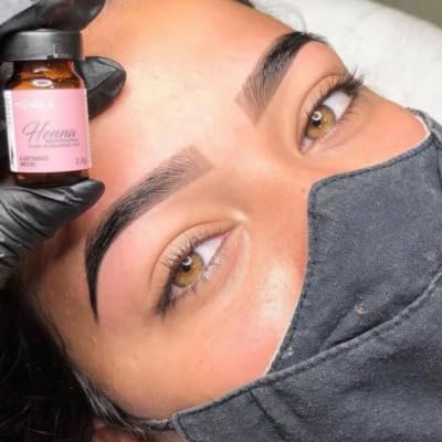 Kit Henna Professionnel pour Sourcils Menela | Henné 2,5 g + Fixateur 15 ml | Usage professionnel (Castanho Moyen)