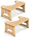 Squatting Potty – Poop Stool for Adults, Foldable Toilet Stool, Wooden Step Stool with Non-Slip Pads, Sturdy & Easy to Assemble, Ideal for Home Bathroom, Kids, Seniors, and Pregnancy Use (2Pack, Wood)