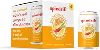 Spindrift Sparkling Water, Orange Mango Flavored, Made with Real Squeezed Fruit, 12 Fluid Ounce Cans, Pack of 8 (Only 10 calories per Seltzer Water Can)