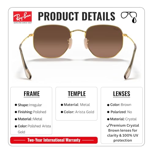 Image of Ray-Ban RB3548N HEXAGONAL FLAT LENSES Square-Round Shape Sunglasses for Men & Women with Official Eyewear Kit