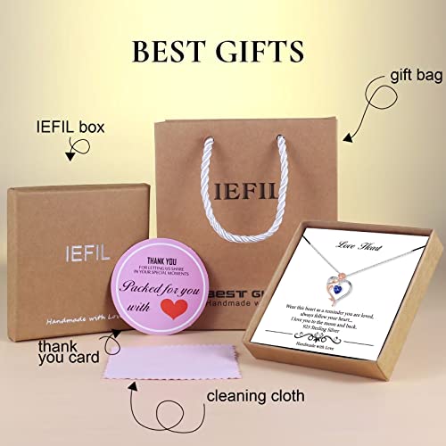 March Birthstone Necklace For Women, 925 Sterling Silver Rose Love Heart Birthstone Jewelry Mothers Valentines Day Christmas Anniversary Birthday Gifts For Mom Wife Girlfriend Daughter Her Blue Aquamarine Necklace #TOP6