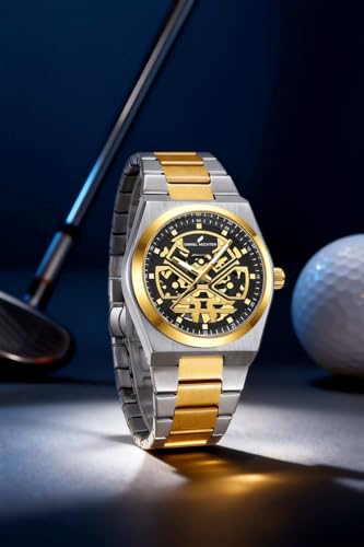 Image of Daniel Hechter Paris Austerlitz Collection Skeleton Style Analog Watch for Men with Luminous Hands and Stainless Steel Strap - Mechanical-Inspired.