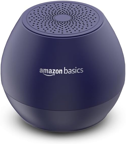 (Refurbished) Amazon Basics 5W Mini–Bluetooth Speaker with Upto 30Hrs Playtime, TWS Function, Powerful Bass, Immersive Sound, 40mm Driver BT 5.0, MicroSD Card Slot, USB Support, and IPX5 Water Resistance (Blue)
