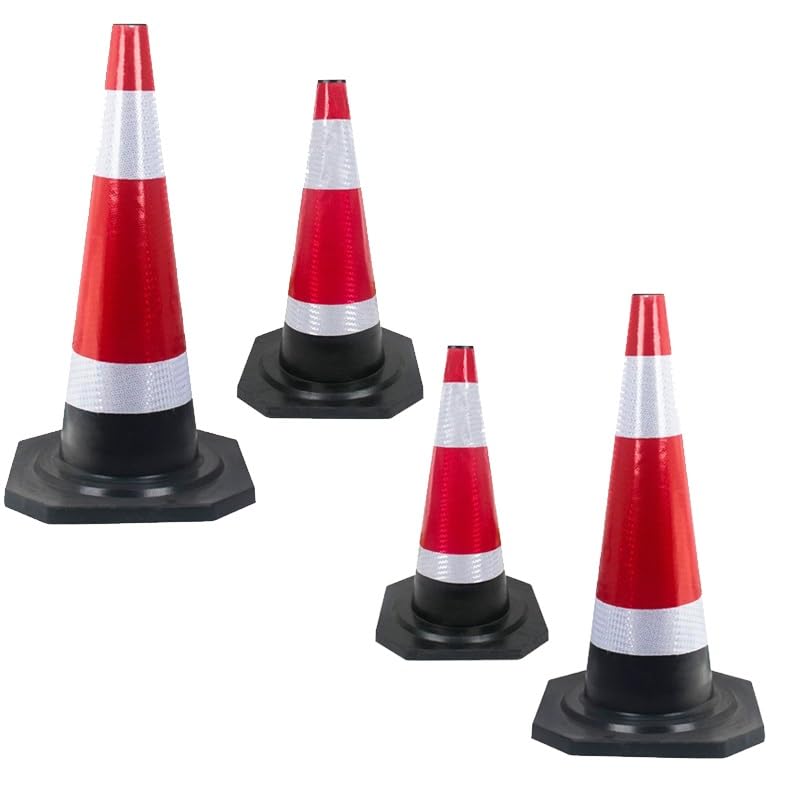 Lot de 4 Cônes de Signalisation, Borne de Sécurité, Borne de Stationnement, avec Base Lestée Noire, for Le Contrôle de la Circulation, Les Événements de Construction