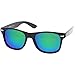 zeroUV - Retro Colored Mirror Polarized Lens Square Horn Rimmed Sunglasses 55mm (3 Pack | Black/Green + Orange + Blue)