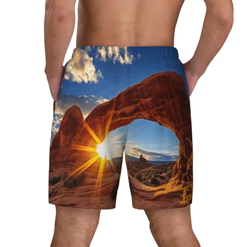 Arches National Park Men's Soft Double Swim Shorts, Lounge Swiming Shorts Pants Breathable Summer4