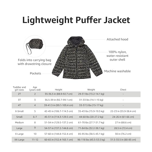 Amazon Essentials G-S17AE10003-OP-S (6-7) Girls' Lightweight Water-Resistant Packable Hooded Puffer Jacket thumb #5