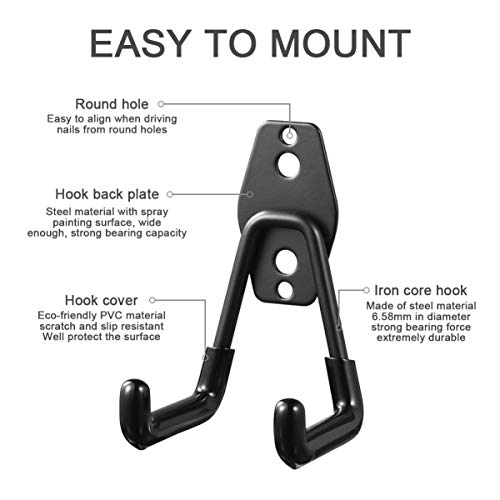 Ganchos de armazenamento de garagem DOITOOL para montagem na parede, ganchos de metal utilitários co