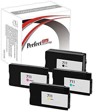 PerfectPrint Compatible Ink Cartridge Replacement for HP Designjet T120 T520 CZ129A CZ130A CZ131A CZ132A (Black/Cyan/Magenta/Yellow