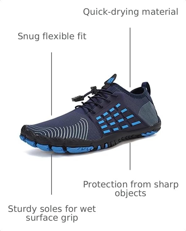 Image of Water Shoes for Men Barefoot Quick-Dry Aqua Sock Outdoor Athletic Sport Shoes for Kayaking, Boating, Hiking, Surfing, Walking