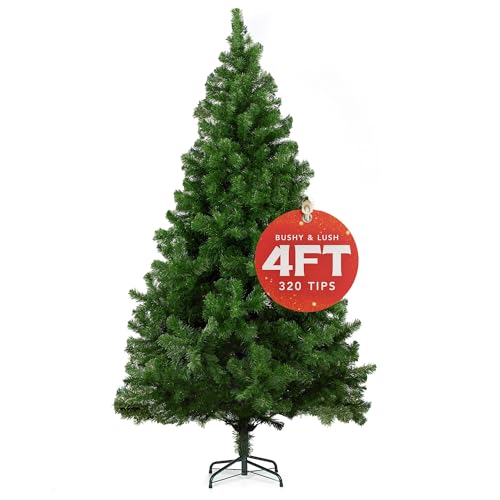 Gifts by L Christmas Tree 4ft – Premium Artificial Xmas Tree with Metal Stand | Lush PVC Branches, Easy Assembly, Customisable with Baubles & Decor | Realistic Christmas Decorations for Holiday