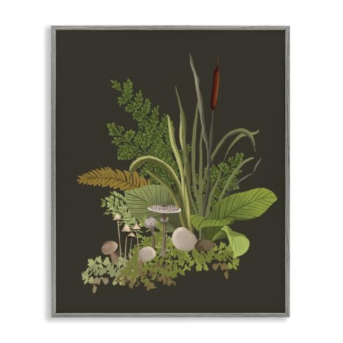 Forest Floor Botanical Mushrooms, 11 x 14 Inch Framed Giclée Print