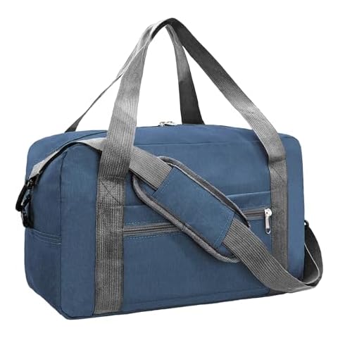 15 Inch Small Carry On Bags for Airplanes Spirit Airlines Personal Item Bag Underseat Foldable Travel Duffle Gym Bags for Women Men(20L,Navy) Cover