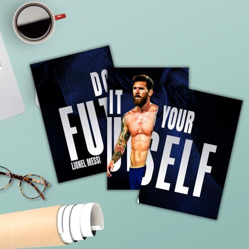 Image of Good Hope - Footballer Messi 3 Split Posters 12x18 Inch - Soccer Wall Art for Bedroom, Football Legend Leo Motivational Quote Poster for wall Decor, Gift for Fans, Boys, Men, Sports Room, Wallpaper, Sticker gym office bedroom Decoration