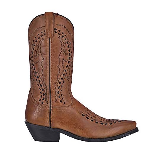 Laredo mens Laramie Goat Pointed Toe Cowboy western boots, Tan, 9 US