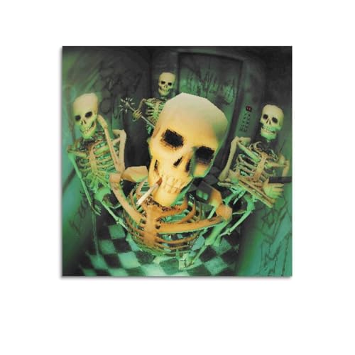 XKUGA Póster de esqueleto pixelado retro de los años 90, arte de pared ideal para familia, cueva de hombre, sala de juegos, dormitorio de niños y niñas, 30 x 30 cm