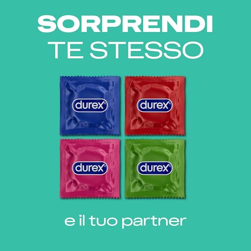 Durex Surprise Mix, Preservativi Assortiti, Profilattici Sottili e con Rilievi e Nervature, 40 Profilattici, Solo Online - Immagine 2