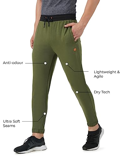 Image of PUMP'D Men's Breathable Cotton Jogger Pants with Elasticated Waistband & Drawstring - Dry Tech, Anti-Odor, Lightweight, Soft Seams