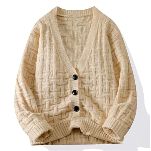 Men's V-Neck Single Breasted Party Sweater Cardigan Casual Loose Solid Long Sleeved Knitted Outerwear4