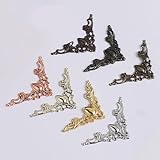 12 protectores de esquina de metal vintage para cajas de madera, libros, álbumes de recortes y marcos, 42 mm, protectores de borde de hierro bronce/amarillo/blanco/oro rosa, calcomanías decorativas