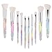 Makeup Brushes Crystal Handle,10pcs Premium Rainbow Color Cosmetic Brush Set for Foundation Powder Blending Eyeshadow Blush Concealer Transparent Handle