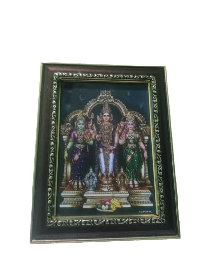 Nava Traders-MyAngadi Murugan with Valli and Devasena Tanjore Painting - Gold Foil (39x27 inches) pack of 6
