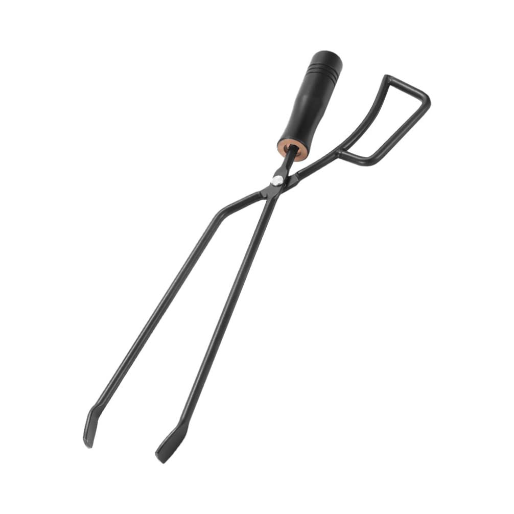 Pinza per Barbecue Esterno con Manico in Legno, Ferro Nero, Lunga