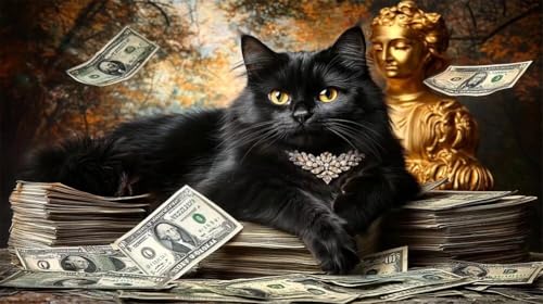 DIY 5D Adultos y principiantes Diamante Pintura Arts Taladro Completo Kits Diamond Painting El Gato Más Rico Imagen Rhinestone Pintura Para Decoración Pared Hogar Taladro Cuadrado 70x125cm AD2621