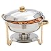 Winco Winware 4 Quart Round Stainless Steel Gold Accented Chafer, Silver