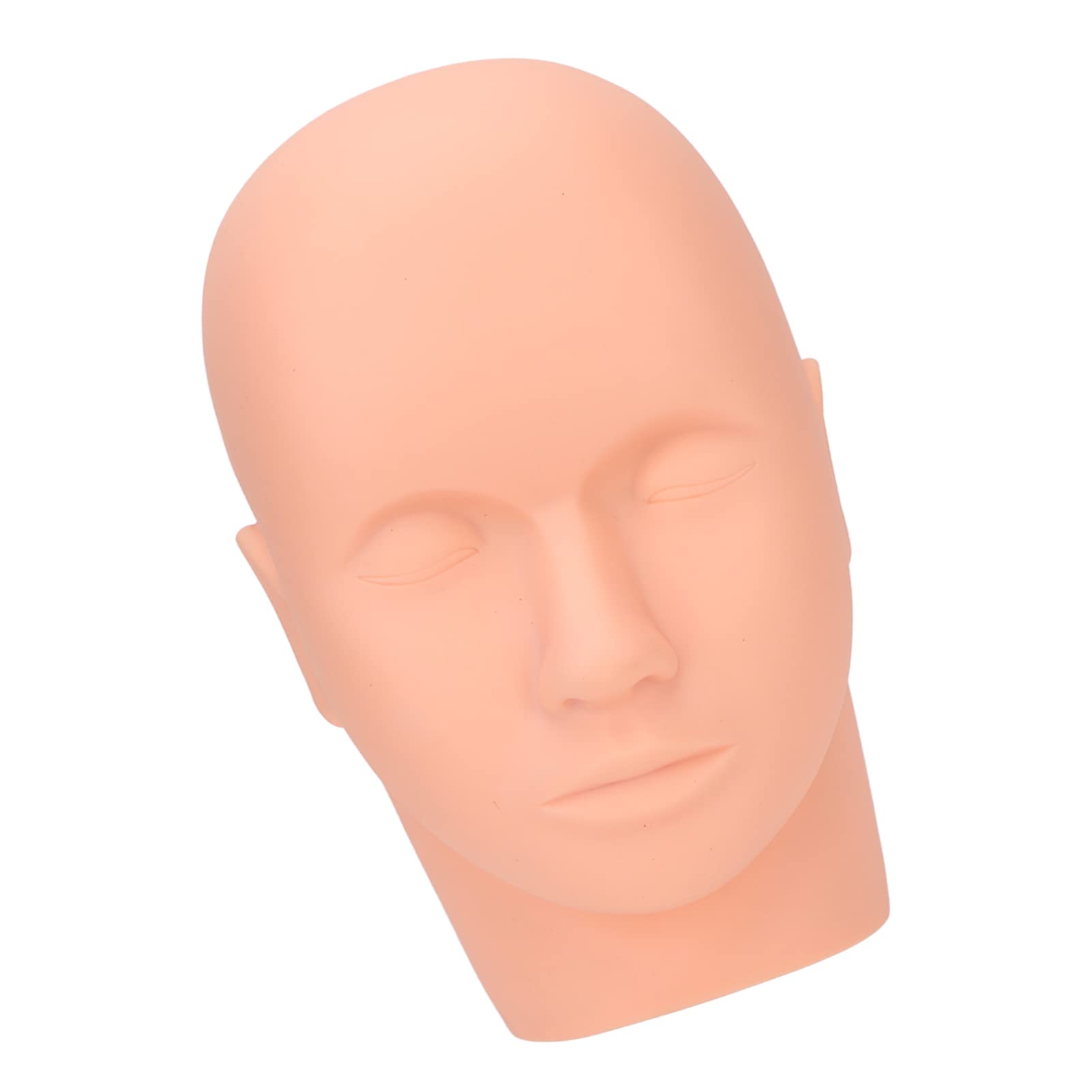 Kosmetologie Puppe Gesicht, Wimpernverlängerung Mannequin Make-up Kopf Wiederverwendbares Make-up Silikon für Massage(Hautfarbe)