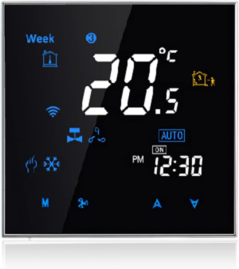 Morelian Four Pipe Wifi Voice Intelligent Room Thermostat Digital Programmable Temperature Controller for Air Conditioner (BAC-3000ELW, Black)