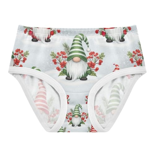 Underwear for Girls, Christmas Gnomes Red Berries Toddler Girl Panties, Girls Cotton Underwear, 2T–8 Years