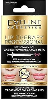 Eveline Cosmetics Lip Therapy Professional Non-invasive Lip Enralging Treatment 2in1, Sugar Lip Scrub 7ml abd Hyaluronic Lip Filler 12ml
