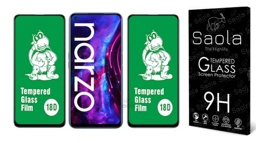 Image of Saola 18D Tempered Glass With Inbuilt AirBag Borders For Realme Narzo 30 Pro (Pack Of 2) with Free Installation Kit. Full screen Coverage - 6.5 inch