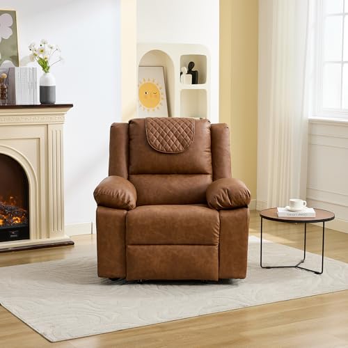 Image of Manual Recliner Chair for Adults with Heating & Massage, 135 Adjustable Reclining Lounge Chair with Side Pockets & Remote Control, Ideal for Living Room Bedroom,Brown