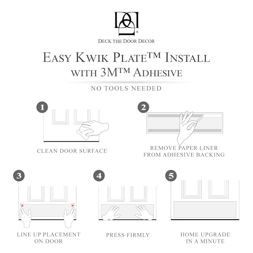 Deck The Door Decor Premium Door Kick Plate – Kwik Plate Mounting – No Drill Protective Door Plate for Interior & Exterior Doors - Made in USA - 6x32", Satin Black by Deck the Door Decor - Image 8