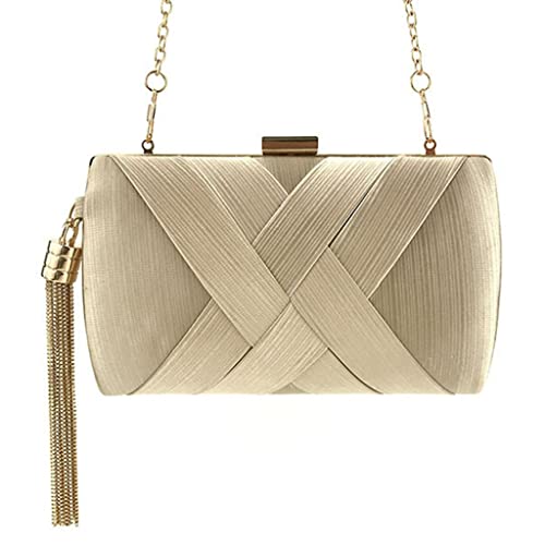 FAKEME Bolsa feminina de seda para noite, dourada, 20x8x12 cm