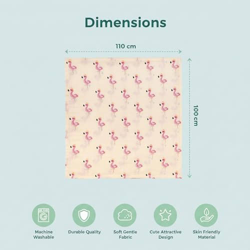 Image of Muslin Cotton Baby Swaddle | 110 x 100 cm | Ultra-Soft, Breathable & Lightweight | Multipurpose | Hypoallergenic | Unisex | Ideal Newborn Baby Gift (Flamingo /Circus /Anchor /Polka)