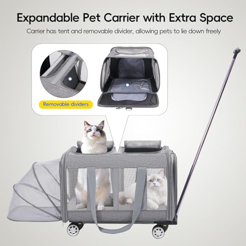 Expandable-Pet-Carrier-with-Wheels-Double-Cat-Dog-Carrier-21x-17x-16-up-to-40-Lbs-Rolling-Pet-Carrier-for-Cats-and-Dogs-Extra-Large-Pet-Travel-Carrier-Ideal-for-OutdoorTravel