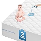 2Pack Waterproof Crib Sheets for Boy, Girl - Cotton 52X28 Fitted Crib Sheets Crib Mattress Protector Sheets,Soft Toddler Bed Sheets,Washable Infant Fitted Baby Bed Sheets (White, 52 * 28inch)